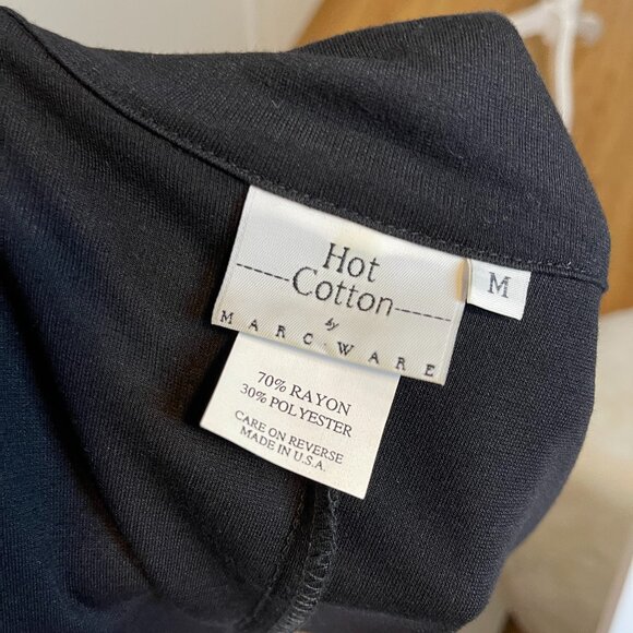 Hot Cotton Black Collared Midi Dress - Size M, Made in USA - Picture 7 of 7